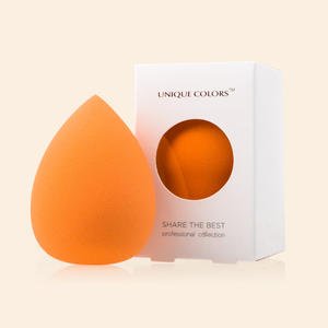 Custom LOGO Teardrop Latex Free Washable Powder Puff Cosmetic Make up Sponge Orange Blender Beauty Makeup Sponge