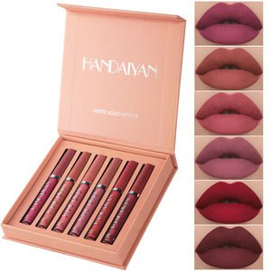 Handaiyan Lipstick Set 6 Colors Make Your Own Lipstick Waterproof Long Lasting Liquid Matte Lipstick Private Label Custom