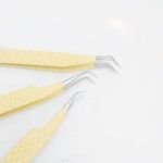 Premium Quality Customized Color Tweezers Yellow Powder Coated Sustainable Stainless Steel 45-90 Degree Tweezers Private Label