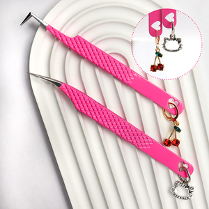 Custom 45 90 Degree Volume Lash Tweezers With Pendant Fiber Tweezers With Charms Lash Extension Tweezers