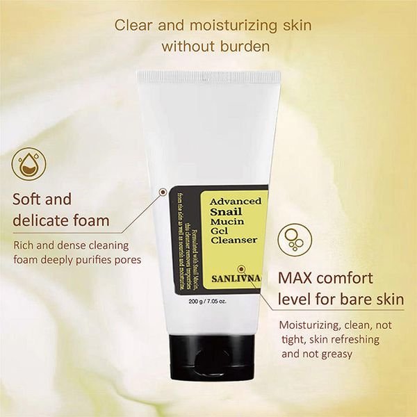 Cleanser Gel Foam Organic Advanced Snail Mucin 92% Oil Control Facial Face Wash Bottle Cleanser Deep Cleansing