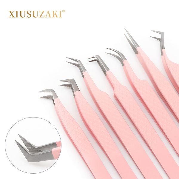 Best Fiber Tips Professional Eyelash Extension Tweezers for Perfect Grip to Lashes Never Slips Even 0.03mm Lashes 75 Degree Bend